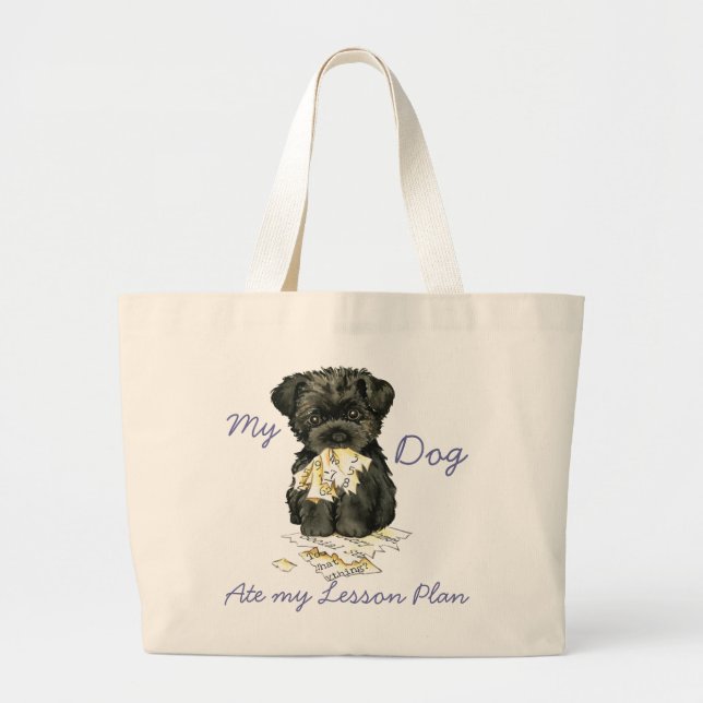 Mein Affenpinscher Ate mein Lektionsplan Jumbo Stoffbeutel (Vorne)