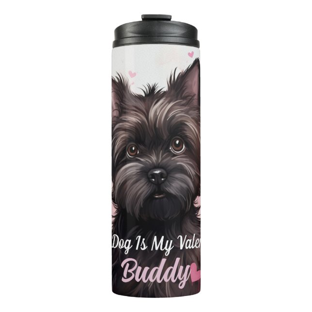 Mein Affenpinscher Hund ist mein Valentinin Person Thermosbecher (Vorderseite)