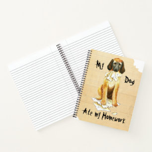 Mein afghanisches Hound hat meine Hausaufgaben auf Notizbuch