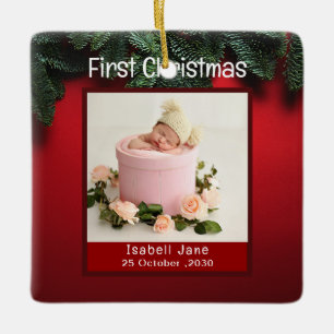 Mein allererstes Foto Personalisierter Weihnachtsn Keramikornament