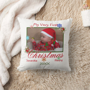 Mein allererstes Weihnachts-Baby-Foto Personalisie Kissen