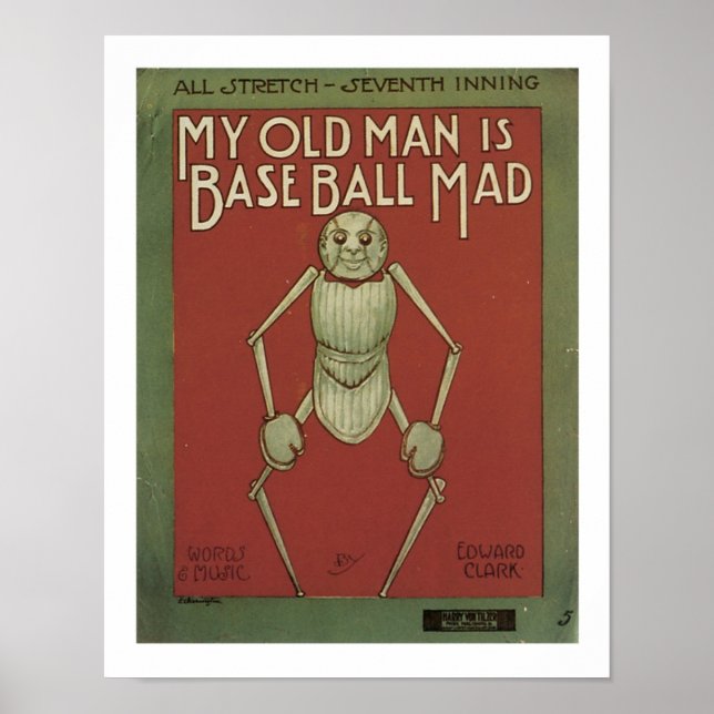 Mein alter Mann Baseball verrückte Music Cover Art Poster (Vorne)
