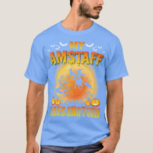 Mein Amstaff Hundeschritt schießt Happy Halloween T-Shirt