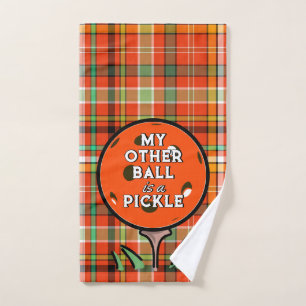Mein anderer Ball ist ein Pickle Golfer Orange Pic Handtuch