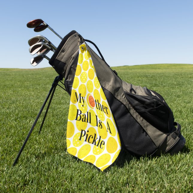 Mein anderer Ball ist ein Picknick, gelbe Pickleba Golfhandtuch (Gras)