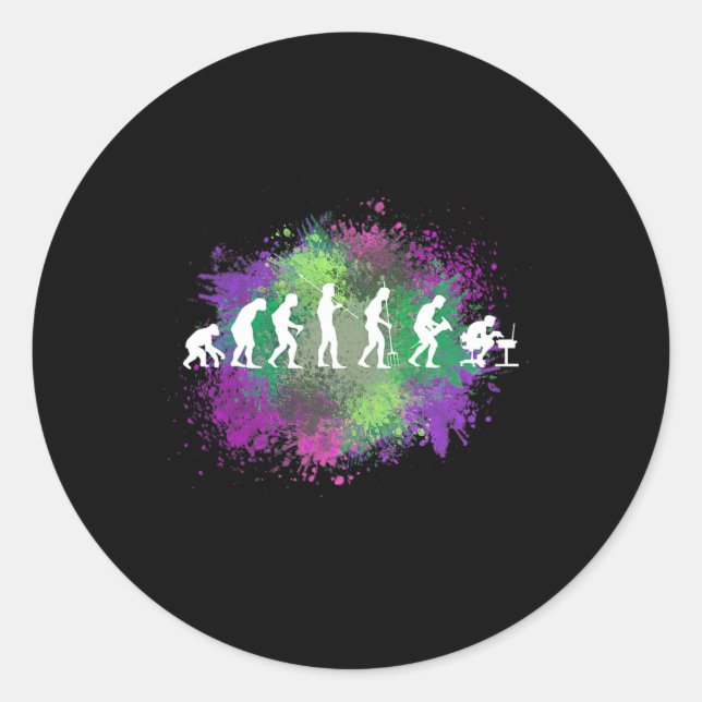 Mein anderer Computer ist Ihre Computer-Evolution  Runder Aufkleber (Vorderseite)