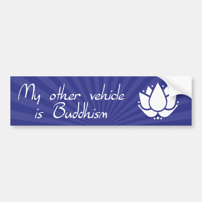 Mein anderes Fahrzeug ist der Buddhismus (blau) Autoaufkleber (Vorne)