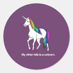 MEIN ANDERES GEFÄHRT IST EIN EINHORN RUNDER AUFKLEBER