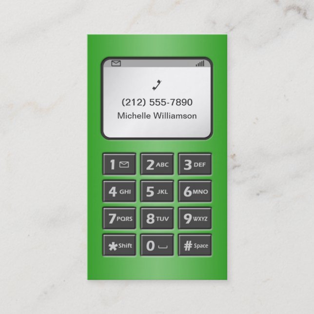 Mein anderes Telefon - grüne persönliche Telefonnummerkarte (Vorderseite)