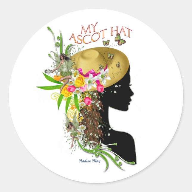 Mein Ascot Hat Melamin Runder Aufkleber (Vorderseite)