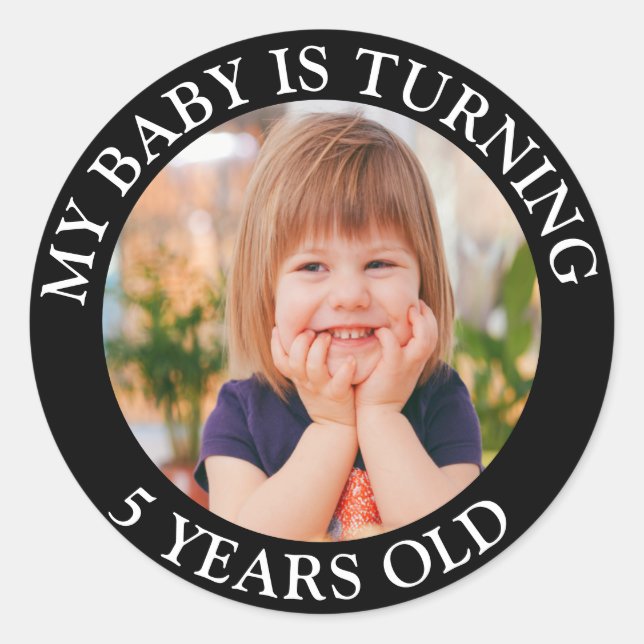 Mein Baby wird fünf Jahre alt Runder Aufkleber (Vorderseite)
