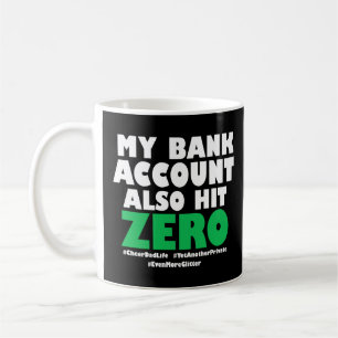 Mein Bankkonto schlägt auch auf Null Kaffeetasse