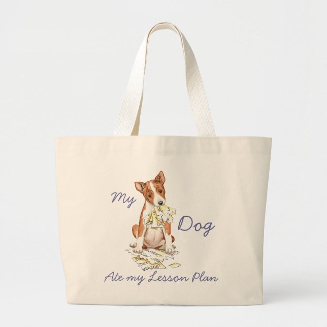 Mein Basenji Ate mein Lektionsplan Jumbo Stoffbeutel (Vorne)