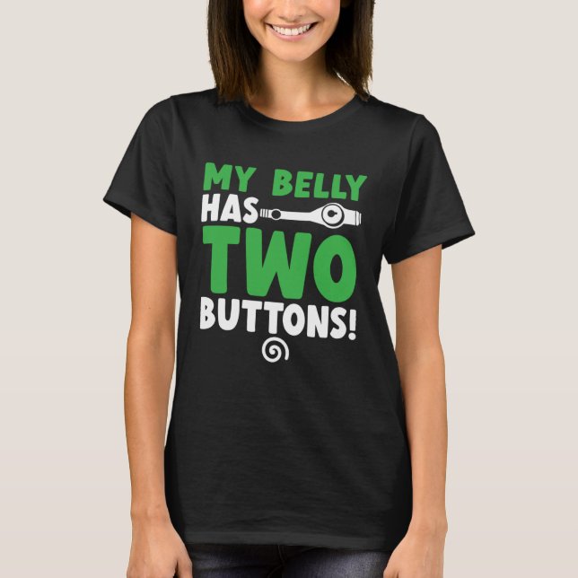 Mein Bauch hat zwei Tasten Gastroparesis Awareness T-Shirt (Vorderseite)