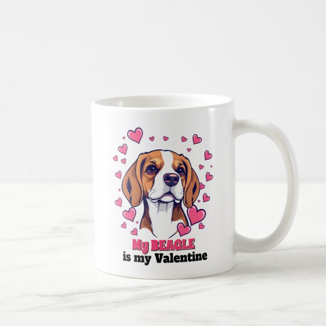 Mein Beagle ist mein Valentinhund Niedlich Funny Kaffeetasse (Rechts)