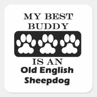 Mein bester Buddy ist der alte englische Sheepdog Quadratischer Aufkleber