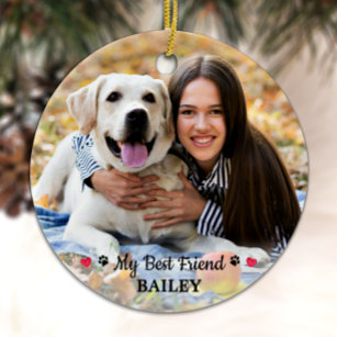 Mein bester Freund Dog Lover hält ein Foto für die Keramik Ornament