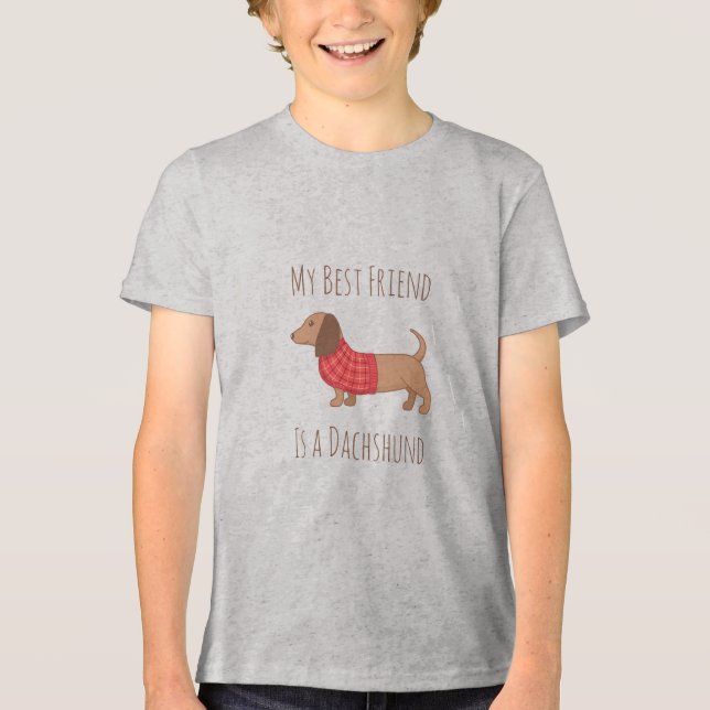 Mein bester Freund ist Dackel Dackel Hund Red Swea Tri-Blend Shirt (Vorderseite)