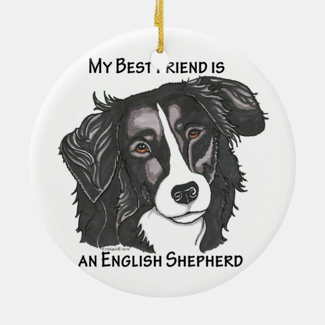 Mein bester Freund ist ein schwarzer u. weißer Keramik Ornament (Hinten)