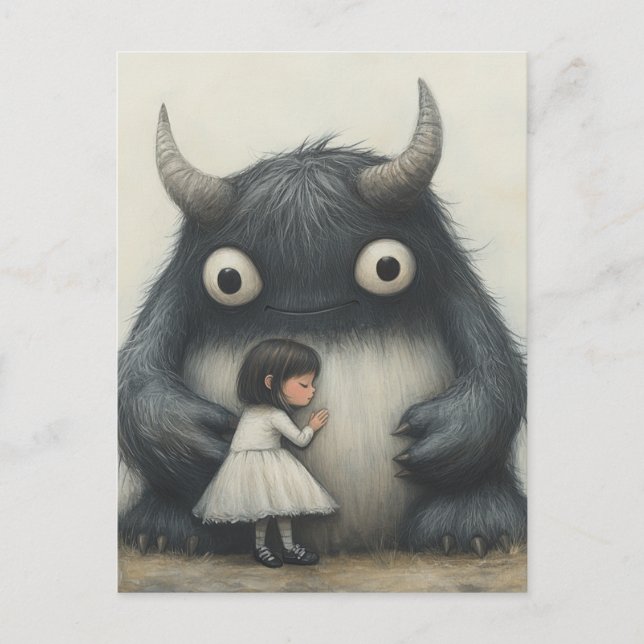 Mein bester Freund Kind und Monster Postkarte (Vorderseite)