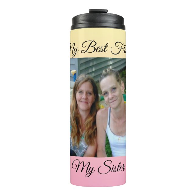 Mein bester Freund, meine Schwester, Personalisier Thermosbecher (Vorderseite)