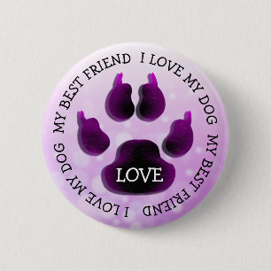 Mein bester Freund Paw Print Dog Canine Button
