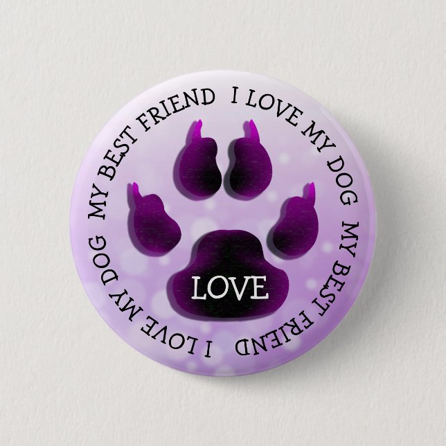Mein bester Freund Paw Print Dog Canine Button (Vorderseite)