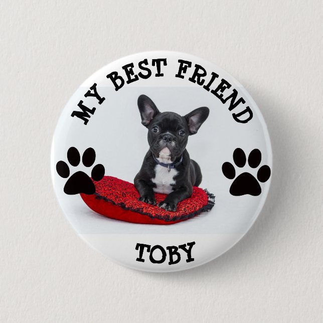 Mein bester Freund, Pawprints Hunde Foto Button (Vorderseite)