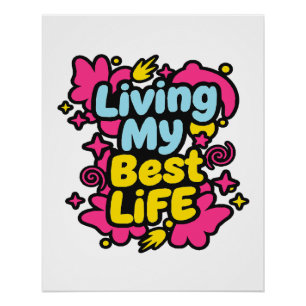Mein bestes Leben in farbenfroher Pop-Art-Grafik Poster