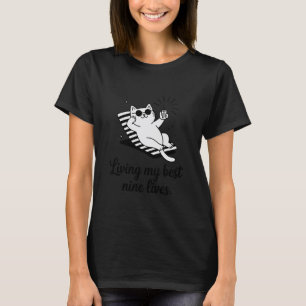 Mein bestes Neun-Leben leben lustiger Katzenwitz T-Shirt