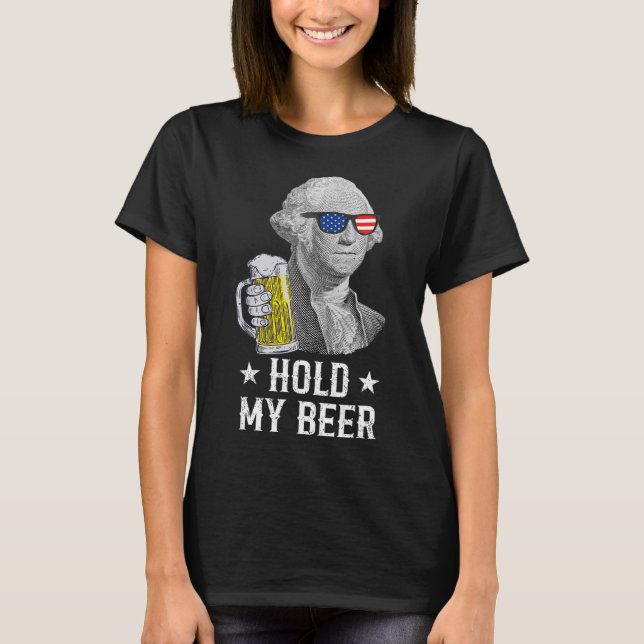 Mein Bierchen George Washington Patriot Funny 4. J T-Shirt (Vorderseite)