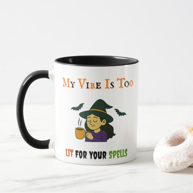 Mein Blick ist zu lockig - witziges Halloween Hexe Tasse (Mit Donut)