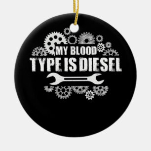 Mein Bluttyp ist Diesel-Mechanik Keramik Ornament