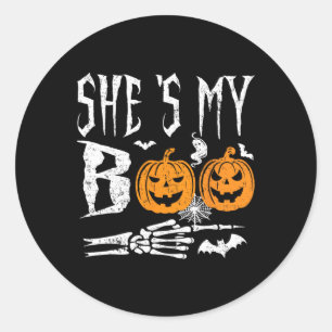 Mein Boo Skeleton Hand Pumpkin Halloween Matching  Runder Aufkleber