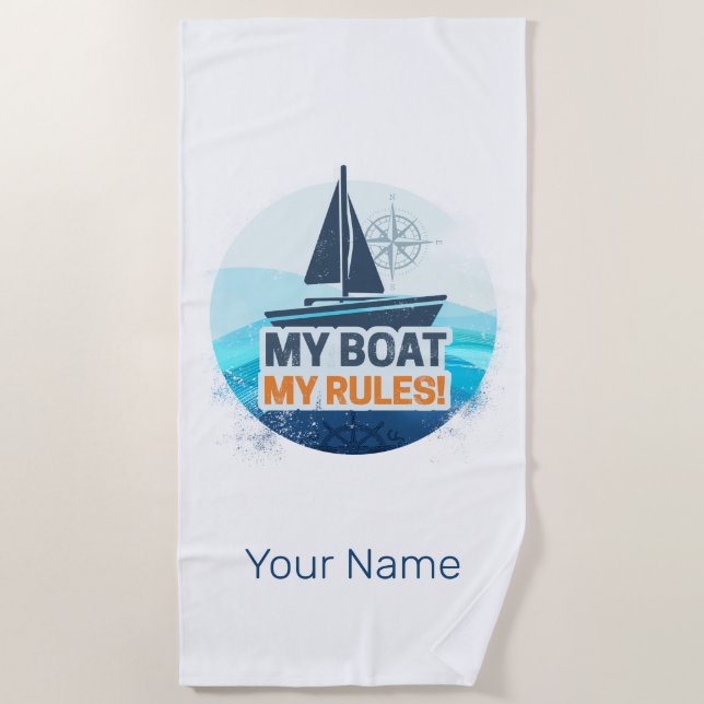 Mein Boot meine Regeln für Captain oder Skipper Vi Strandtuch (Vorderseite)