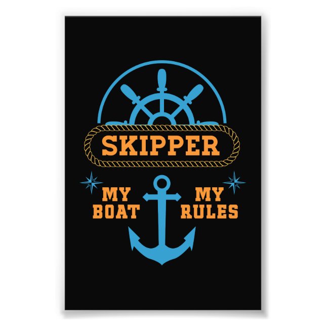 Mein Boot meine Regeln Witzschiff Captain Motto Zi Fotodruck (Vorne)