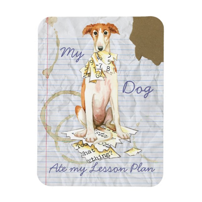 Mein Borzoi Ate my Lessingplan Magnet (Vertikal)