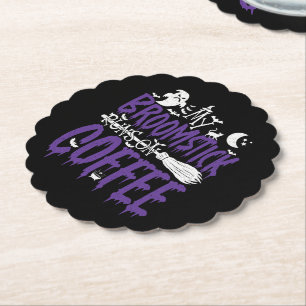 Mein Broomstick läuft auf Kaffeezunge Halloween Untersetzer