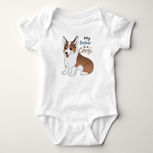 Mein Bruder ist ein Sabiel Corgi Baby Strampler (Vorderseite)