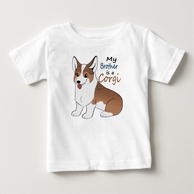 Mein Bruder ist ein Sabile Corgi Baby T-shirt (Vorderseite)