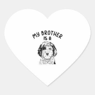 Mein Bruder ist ein Sheepadoodle Funny Doodle Dood Herz-Aufkleber
