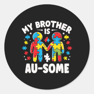 Mein Bruder ist Phantastisch Autismus, farbig Runder Aufkleber