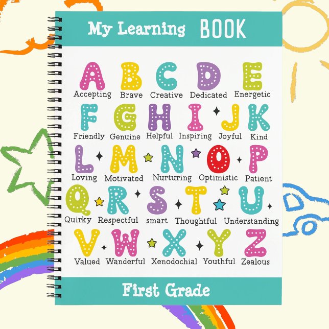 Mein Buch individuelle Name in bunten Buchstaben (My Learning Book custom name colorful letters)