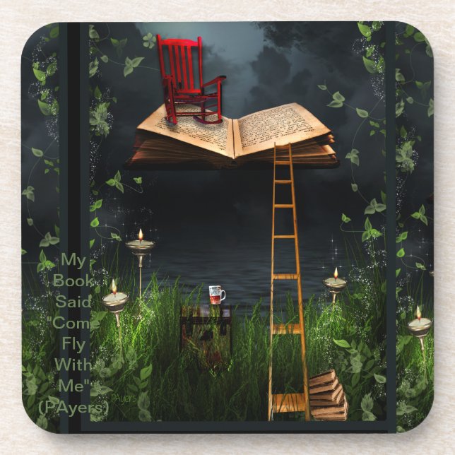 "Mein Buch sagt: Fliegen mit mir" Art Untersetzer (Vorderseite)