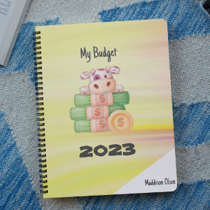 Mein Budget Niedlich Geld Kuh auf Marmor mit Namen Planer