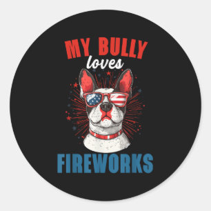 Mein Bully Lieben Feuerwerk 4. Juli Patriotischer Runder Aufkleber