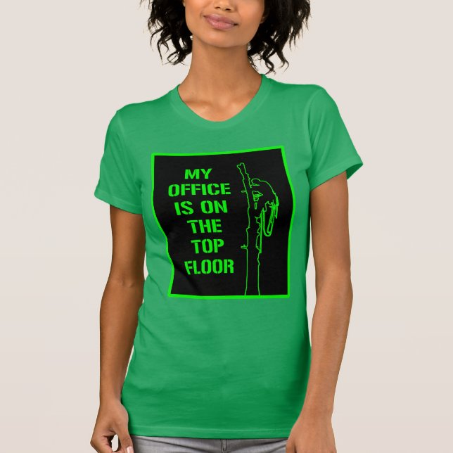 "Mein Büro befindet sich im obersten Stock" grüner T-Shirt (Vorderseite)