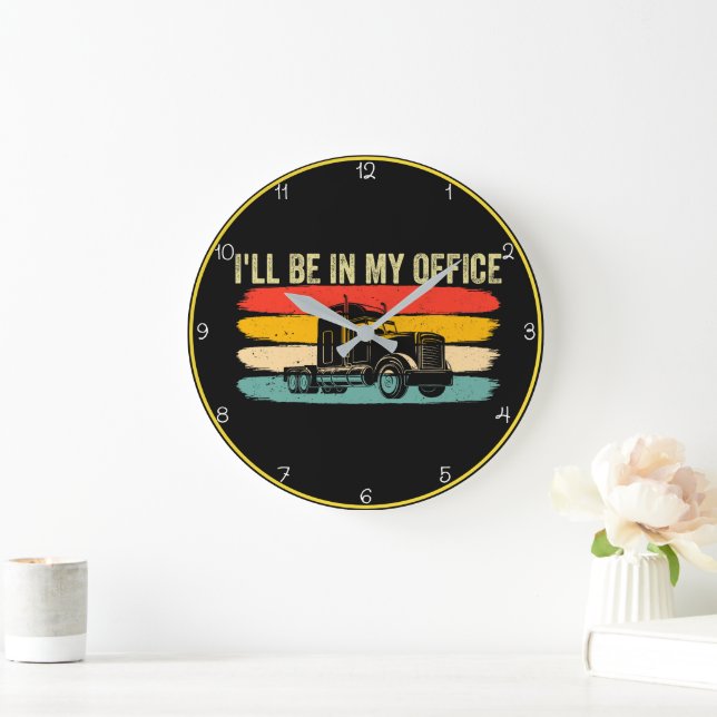 Mein Büro: Retro Trucker's Domain Große Wanduhr (Zuhause)