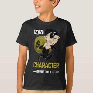 Mein Charakter packt sich das Shirt der Beute-Kind