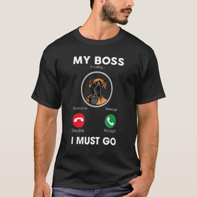 Mein Chef ruft an, dass ich einen großen Besitzer  T-Shirt (Vorderseite)